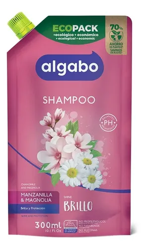 Shampoo Algabo Repuesto Brillo Manzanilla Y Magnolia X 300ml