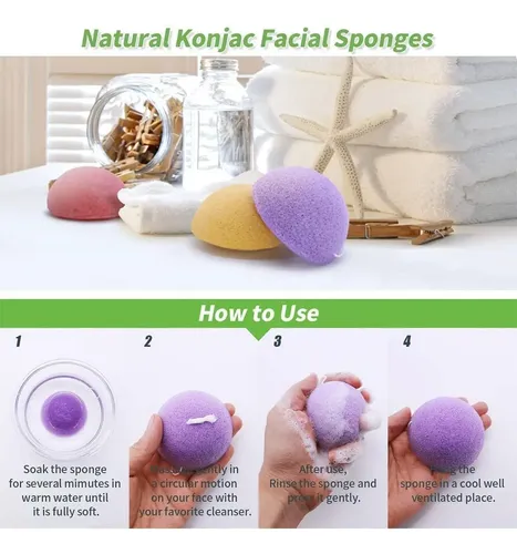 Set De 6 Esponjas De Konjac Dys Farm Para Limpieza Facial