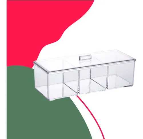 Organizador de maquillaje con tapa, 23 x 9 pulgadas, color transparente Paramount