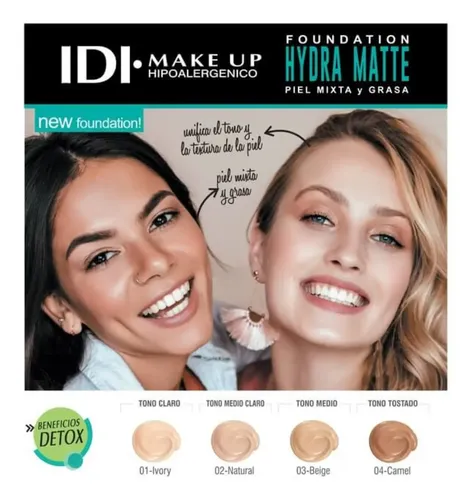 Base De Maquillaje Hydra Matte Detox Piel Mixta Y Grasa Idi