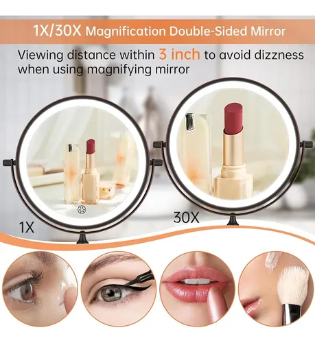 Espejo De Maquillaje Led Recargable 5000mah Montado En La