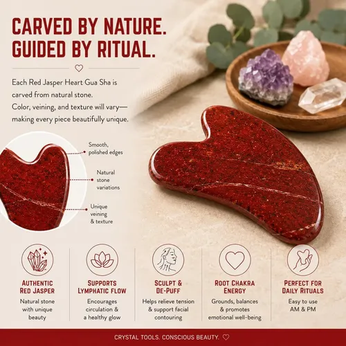 Herramienta Gua Sha Jaspe Rojo Masaje Facial Natural