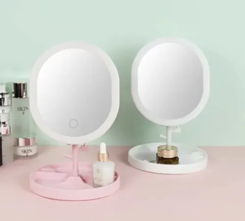 Espejo Con Luz Led C/organizador Para Maquillaje Recargable