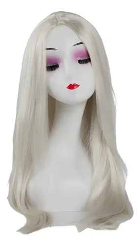 Peluca Ondas Blanco Gris Fibra Sintetica Cosplay Drag Simi