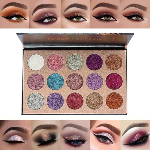 Paleta De Sombras Glitter 15 Colores Bestland