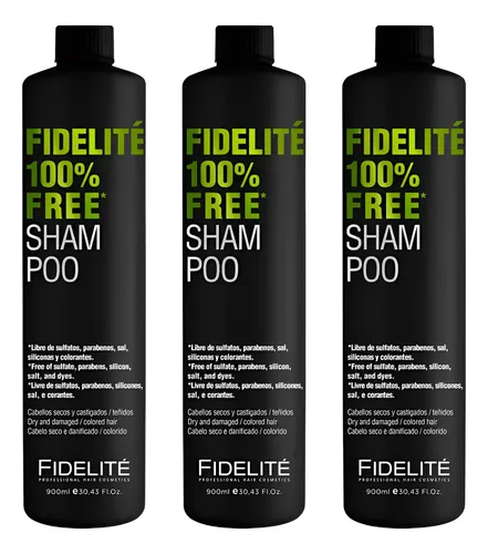 Fidelite Shampoo 100% Free Cabello Seco Y Castigado 900ml X3