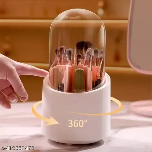 Organizador De Brochas Maquillaje Giratorio 360° Con Tapa
