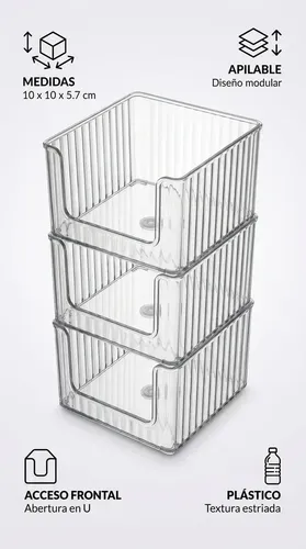 Organizador Cosmeticos Apilable Canasto Aesthetic Plastico Resistente Modular Multiuso Bano Tocador Maquillaje Skincare Perfumes Cremas Esmaltes Capacidad Grande Decorativo Hogar Habitacion Practico
