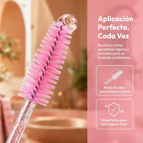 Cepillo Para Cejas, Brocha Y Pestañas Estiliza Set 50 Rosa