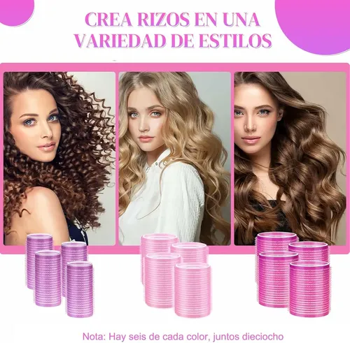 Tubos Para Rizado Cabello 33pcs Sin Calor Rosa03