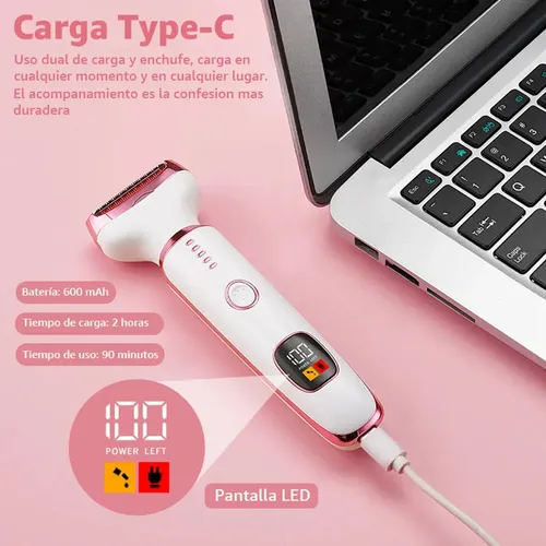 Depiladora Eléctrica 5 en 1 para Mujer con 5 Cabezales y Pantalla LED