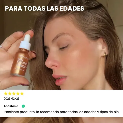 Bronzer Líquido Sun Drops x2 | Efecto Bronceado | Glow Dorado | Iluminador | Bronceador En Gotas | Rubor | Multitasker | Makeup Maquillaje | Tono Personalizable