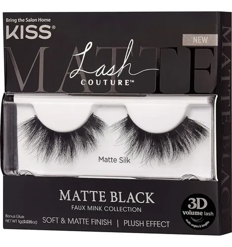 Pestañas Postizas Matte Black Kiss Couture 3d Con Visón