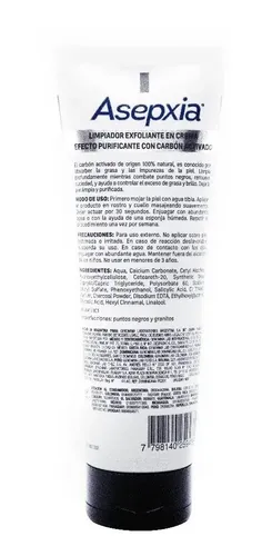 Asepxia Limpiador Exfoliante Carbón Detox 120g