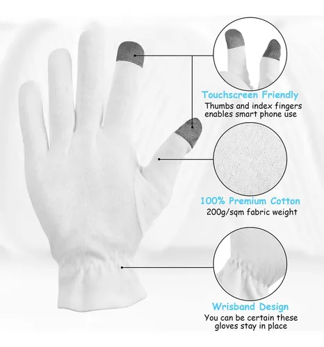 Guantes De Algodón Hidratantes Medianos Para Piel Sensible