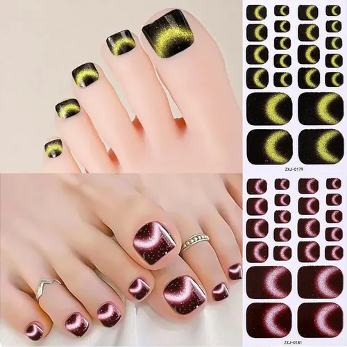 Pegatinas Uñas De Gel, 12 Unidades, Con Purpurina, Puntera,
