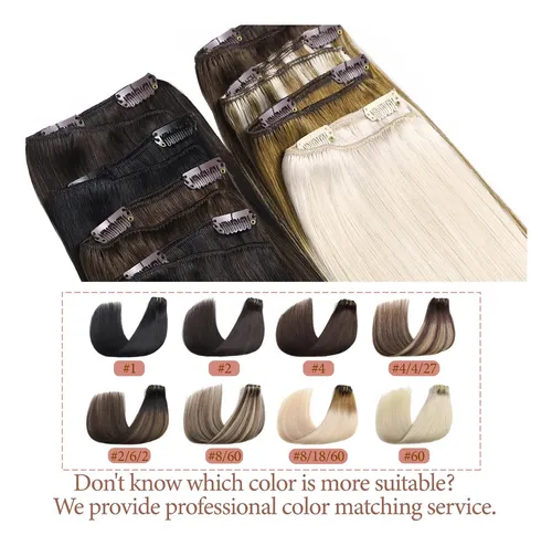 Extensiones Cabello Humano Clip In Lacio Negro 56cm 80g