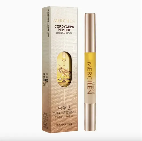 Aceite Labial Hidratante Mercilen Lip Oil Cordyceps Peptidos Evita Arrugas Lineas Nutre Mejora Apariencia Revitaliza Boca Skincare