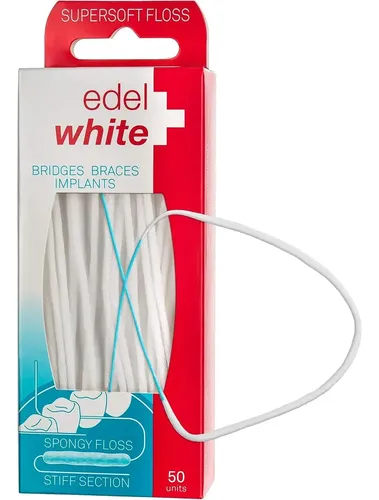 Hilo Dental Blanco Suave Con 50 Pasahilos Para Ortodoncia Sin Sabor