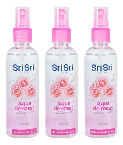 Kit X3 Agua De Rosas India Ayurveda Sri Sri 100 Ml