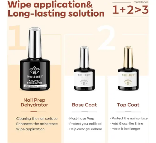 Modelones Kit Gel Base/top Coat 3pcs