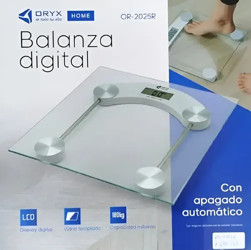 Balanza Digital Vidrio Transparente 180kg para Baño con Pantalla