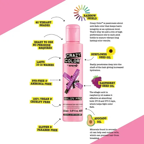 Tinte Para El Cabello Crazy Color Semipermanente Vegano Libr
