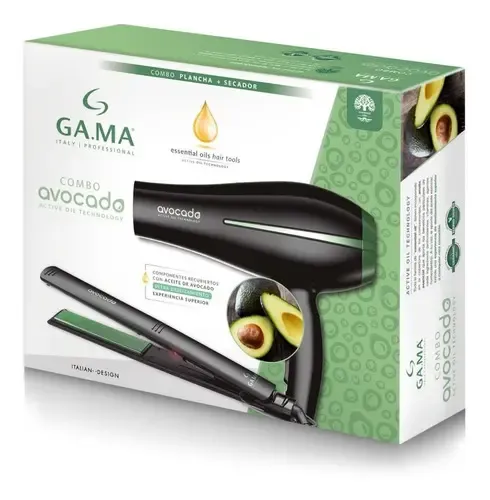 Secador Y Planchita De Pelo Gama Italy Avocado Professional Color Negro