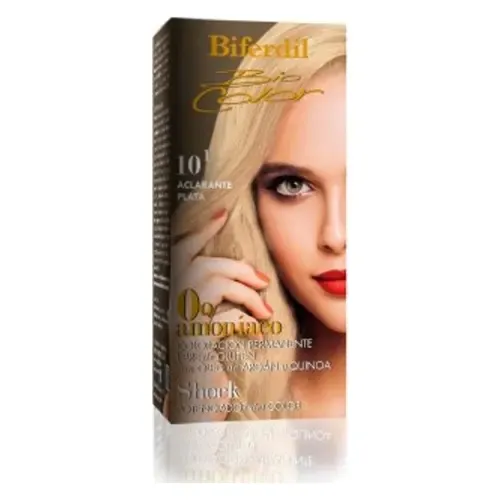 Biferdil Tintura Kit Amoniaco 0 % – Vegano Tono 10.1 Aclarante Plata