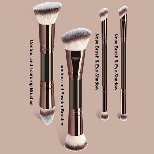 Set Brochas Maquillaje Profesional Sintéticas Base Rubor Con