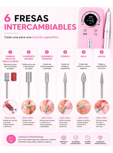 Torno Pulidor Uñas Profesional 45000 Rpm Portátil Manicura