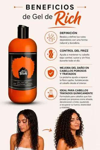 Gel Rich Cova Para Rulos Apto Método Curly Anti Frizz
