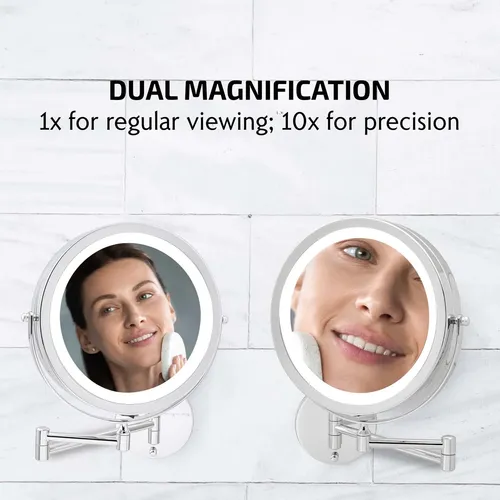 Espejo De Maquillaje De Pared Ovente 9 Con Aumento De 1x/10x
