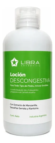 Locion Descongestiva Facial Todo Tipo Piel X 500ml Libra Momento de aplicación Día/Noche Tipo de piel Todo tipo de piel