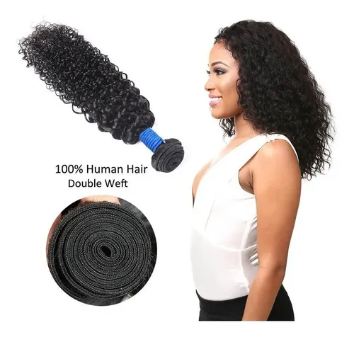 – Cabello Humano Rizado Remy Negro De 100 G Y 40 Cm