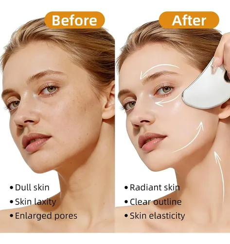 Gua Sha Acero Facial Contorno Seco Reductor Hinchazón