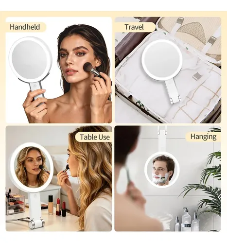 ^ Espejo De Maquillaje De Viaje Con Luces For Mujer, Espejo