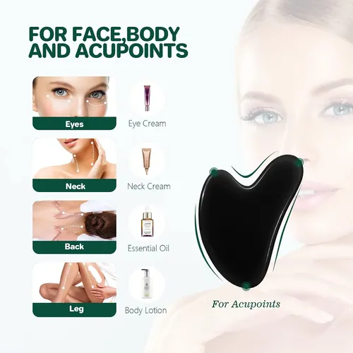 Gua Sha Facial Jade Negro Para Spa Y Alivio Muscular