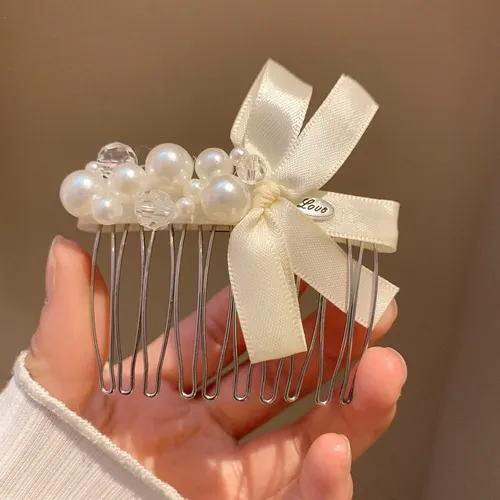 Peineta De Perlas Y Cristales French Sweet Ribbon