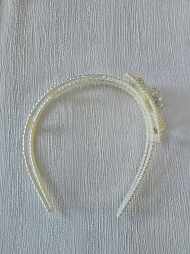 Vincha Pelo Fiesta Novia Tiara Perlas Strass Dorado Plateado Color Perlas Moño