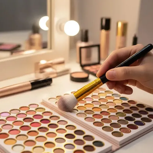 Paleta De Sombras Para Maquillaje 126 Tonos + Brochas Kabuki Marrón Claro