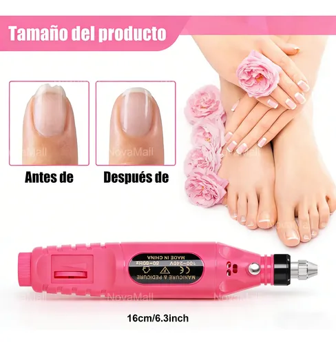 Lima De Uñas Eléctrico Portátil Con 6 Profesional Brocas Kit