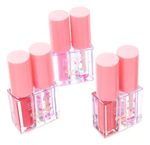 Brillo Labial Lip Gloss Skora Duo Twin 3 Tonos Aplicador
