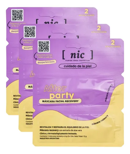 Kit X3 Mascara Facial Nic After Party Revitaliza Energizante