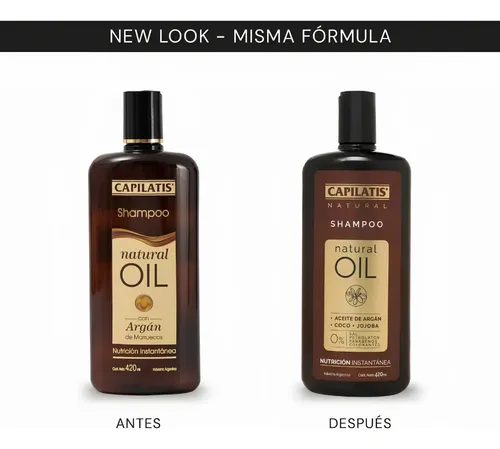 Shampoo Capilatis Natural Oil Con Argán X 420 Ml