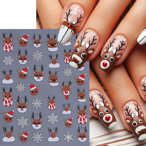 Pegatinas De Uñas Csybaris Christmas Red Winter Snowflake 3d