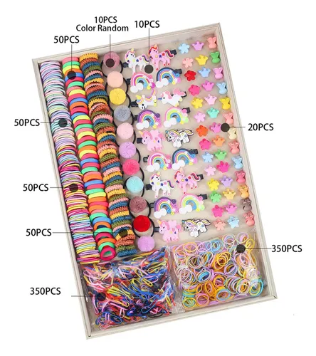 * Set 895 Accesorios For El Cabello Con Ligas Y Broches *