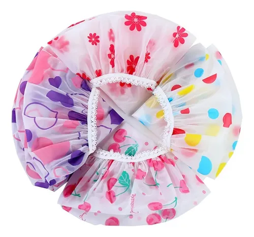 Juego 4 Gorros De Baño Impermeables Con Encaje ~