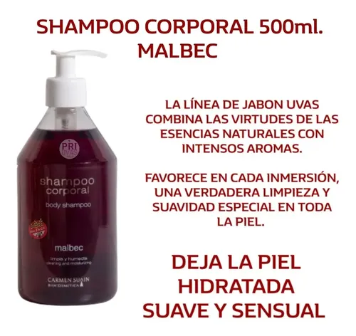 Carmen Suain Jabón Y Shampoo Corporal Malbec Sin Tacc 500ml