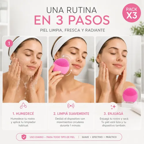 Pack X3 Limpiador Facial Eléctrico De Silicona Forever Kit